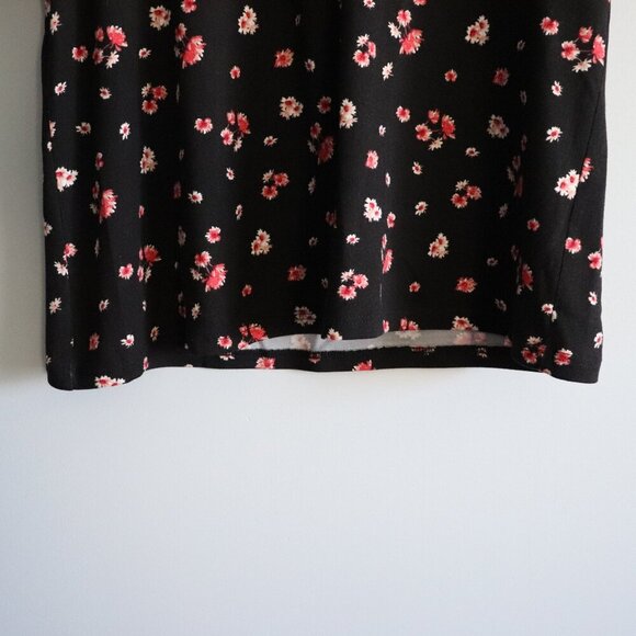 Pebble & Stone Women's Sz Lrg Black Floral Puff Sleeve Crewneck Stretch T-Shirt - Picture 7 of 8